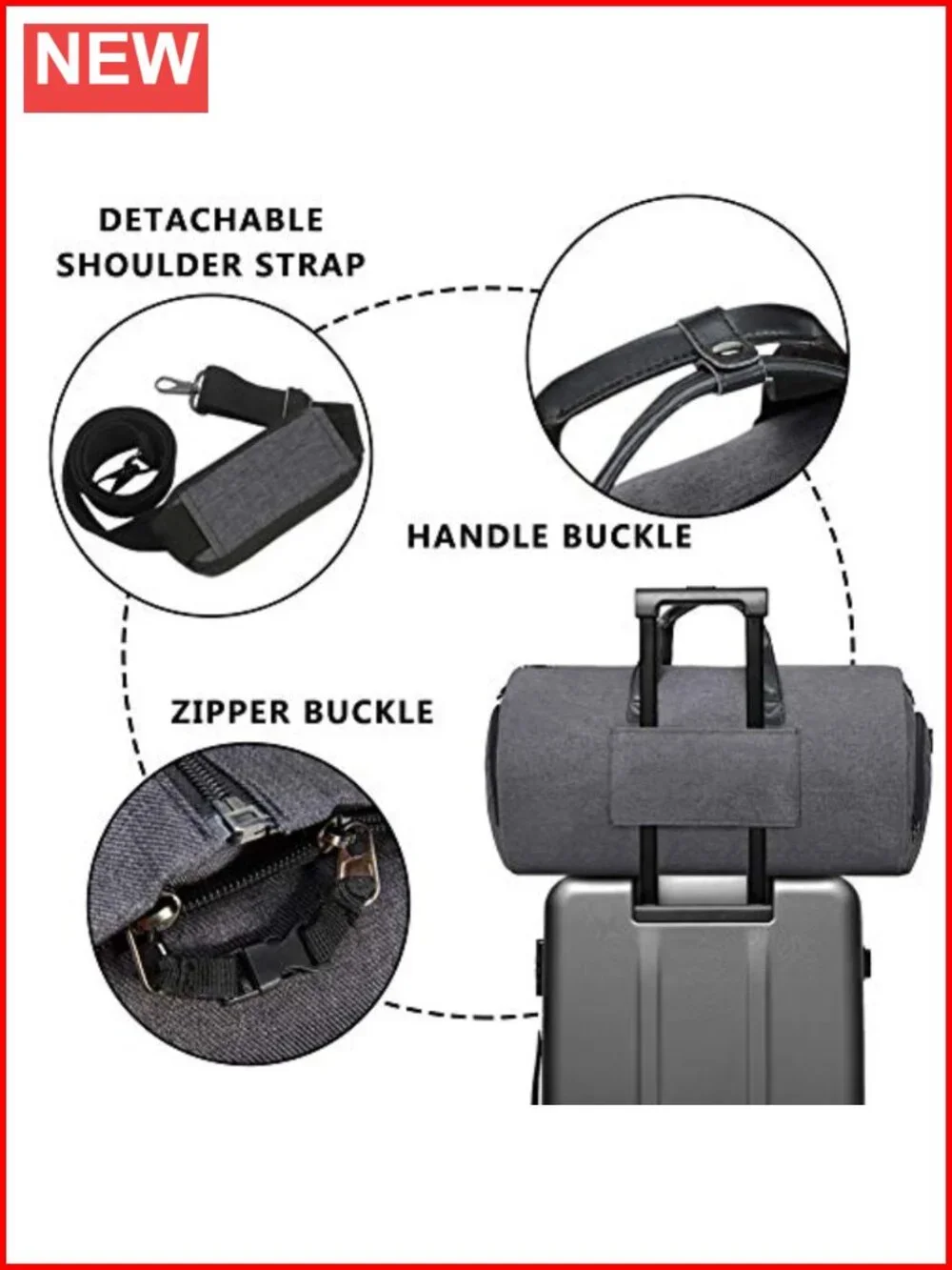 Convertible Garment Bag with Shoulder Strap, 2 in 1 Hanging Suitcase Duffel for